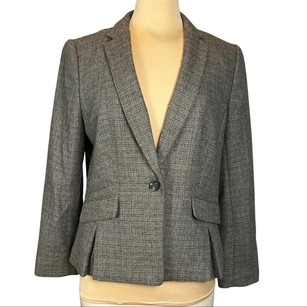 Talbots Women’s Size 10 Woven Tweed Jacket Blazer Inverted Hem Pleats Wool
